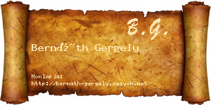 Bernáth Gergely névjegykártya